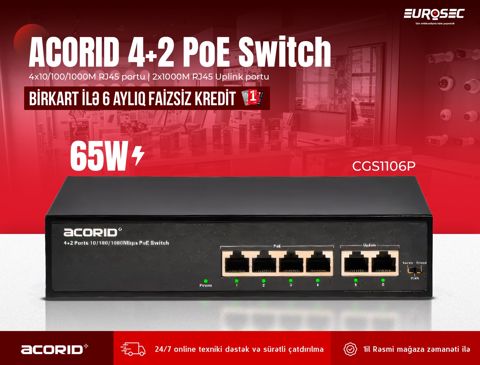 4-Portlu Gigabit PoE Switch "Acorid CGS1106P"