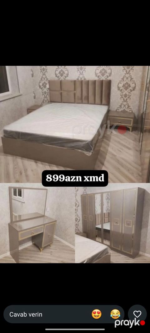 Yataq otağı dəsti Tərkibi: - İri ölçülü çarpayı, yumşaq başlıqla - 2