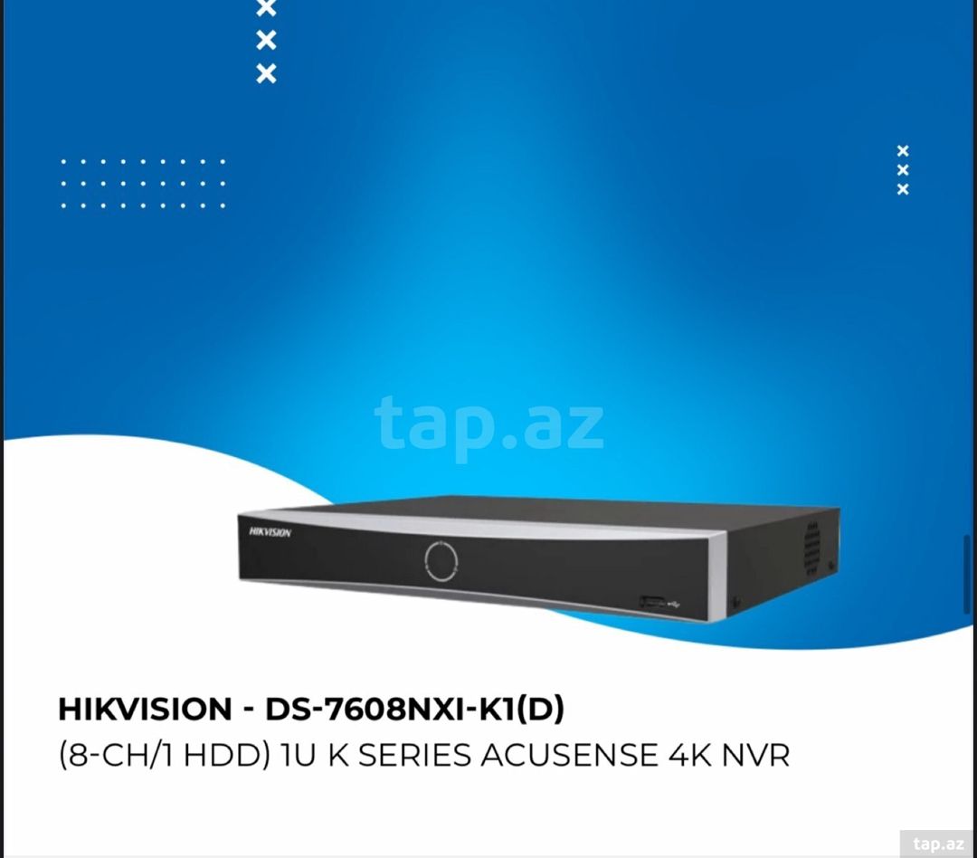 HIKVISION - DS-7608NXI-K1(D) NVR — Təhlükəsizlik sistemləri, Bakı