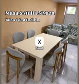 Masa və 6 stul dəsti - Dəst tərkibi: 1 ədəd düzbucaqlı masa + 6 ədəd — Furniture