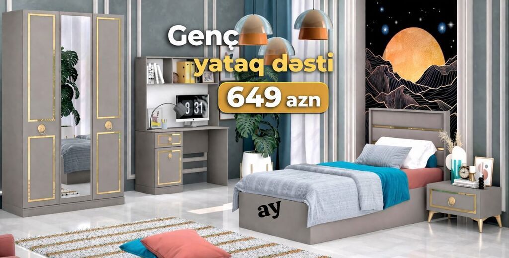 *Gənc Yataq Dəsti* – Yeni, Sifarişlə Hazırlanır 🛏️ ✔️ Rəng seçimi — Mebel, Digah