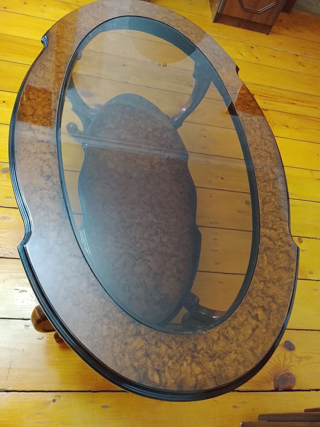 Oval masa, Açılmayan, Təkərsiz, Şüşə, Zəmanətsiz — Mebel, Bakı (9)