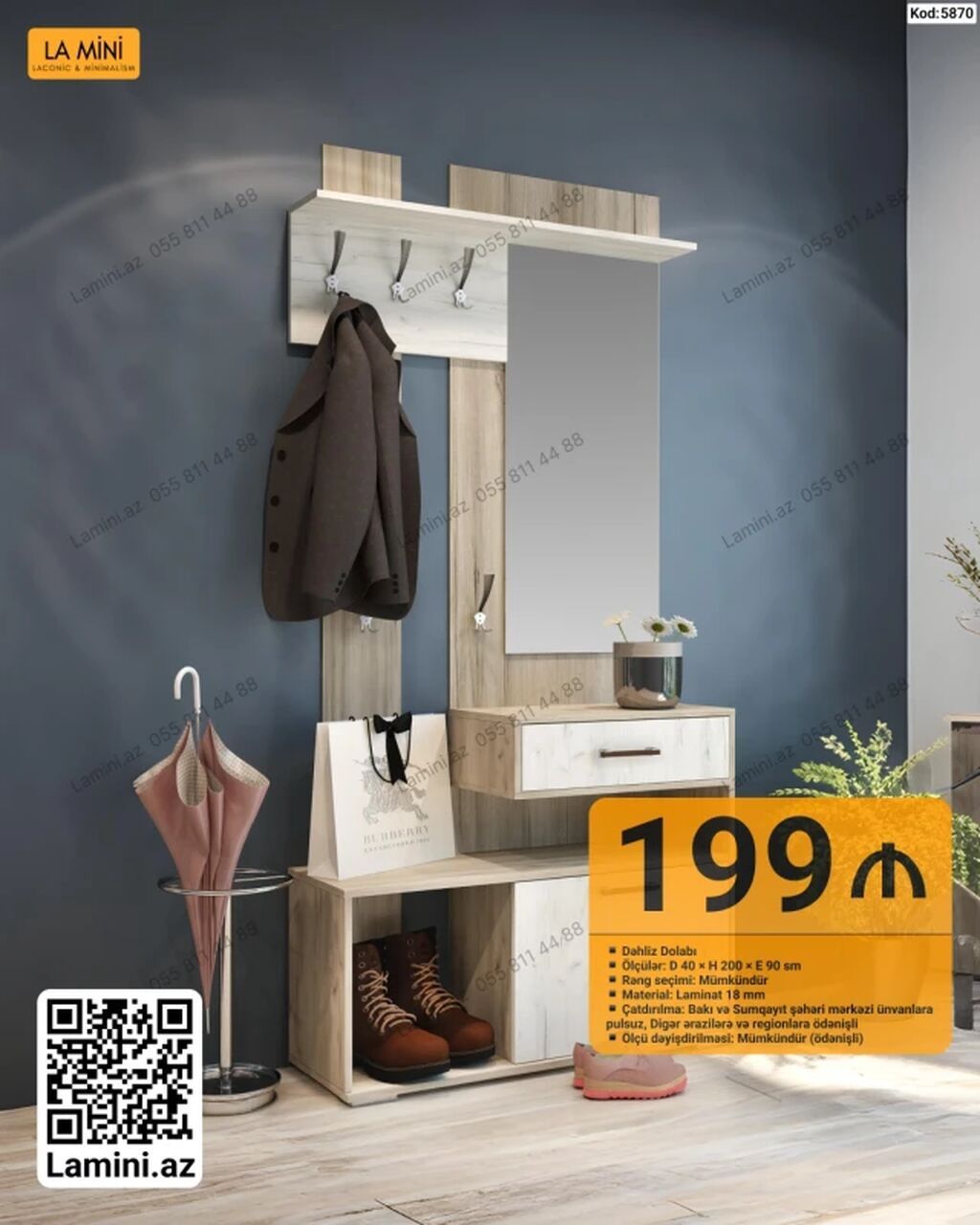 Dəhliz dolabı – La Mini (Kod: 5870) Xüsusiyyətlər: - Ölçü: D 40 × H — Mallar, Bakı