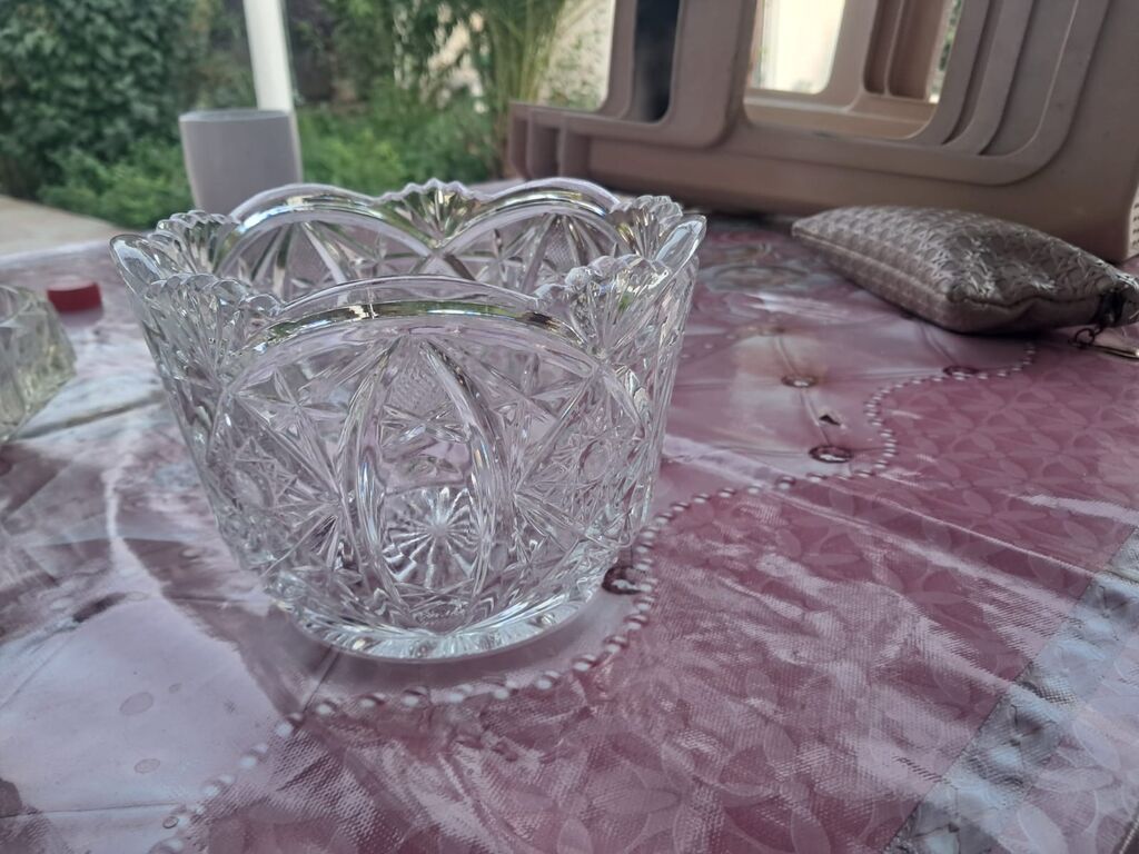 Kəsimli kristal qab dəsti - 5 ədəd — Fərdi qablar, Bakı (2)