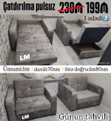 Çevrilə bilən kreslo/mini-divan - Rəng: boz (matt, məxməri toxuma) - — Кресла