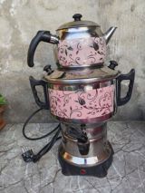 Elektrik samovar–çaydan dəsti - Tip: Elektrik samovar, üstündə çay — Nigar