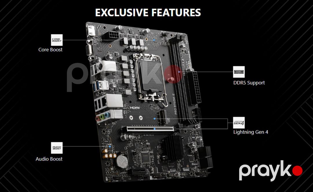 MSI B760M-E DDR5 LGA1700, Intel 14th/13th/12th Gen, 2x DDR5 5200+1x M.2 (PCIe 4.0), No RAID, 1x PC — Elektronika, Bakı (2)