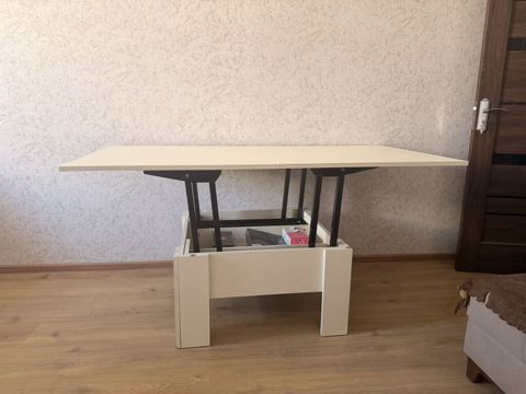 Transformer mexanizmalı çoxfunksiyalı stol — açıq krem/ağ