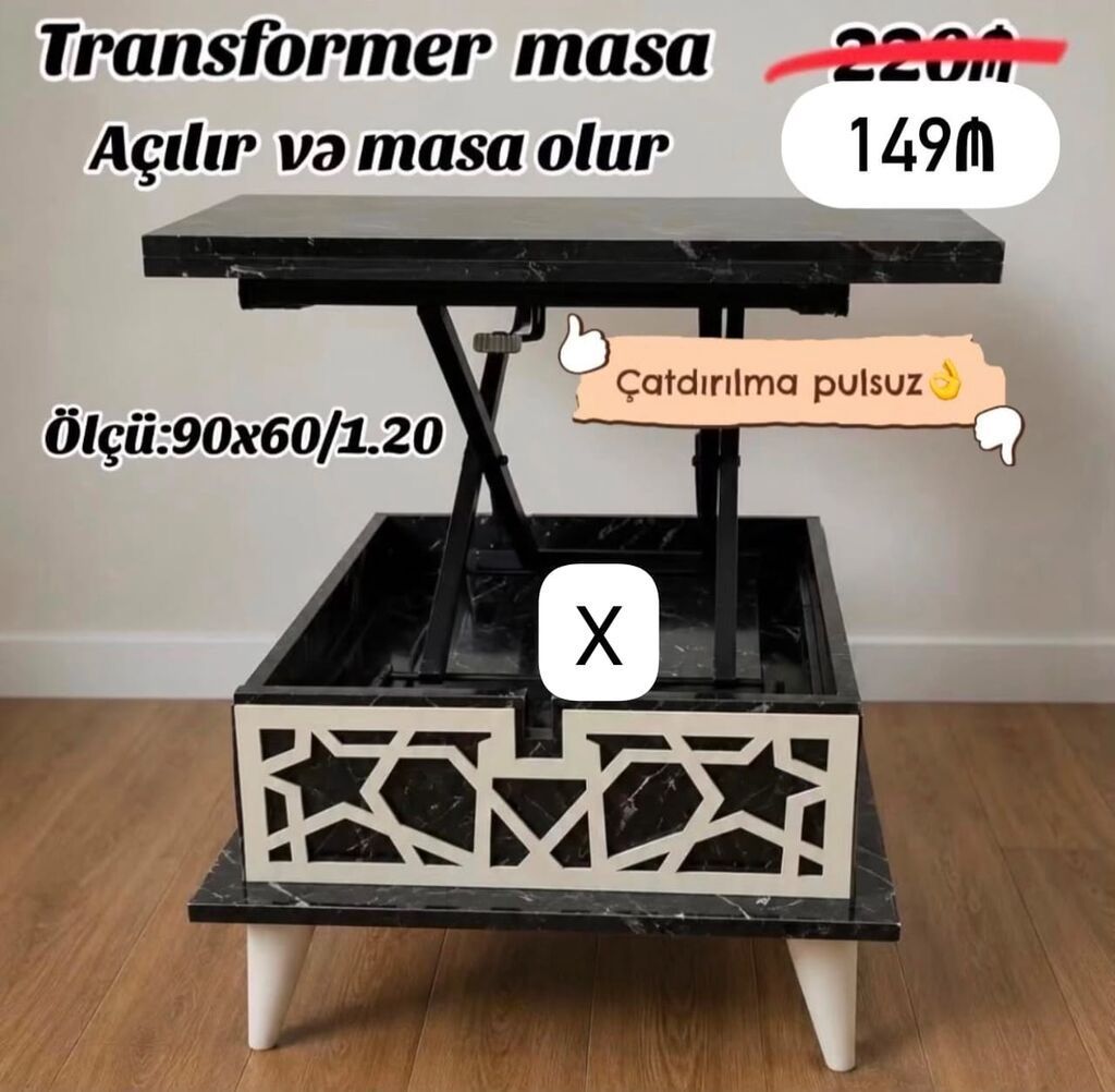 Transformer masa — açılıb qaldırılan mexanizm sayəsində həm jurnal — Masalar, Bakı