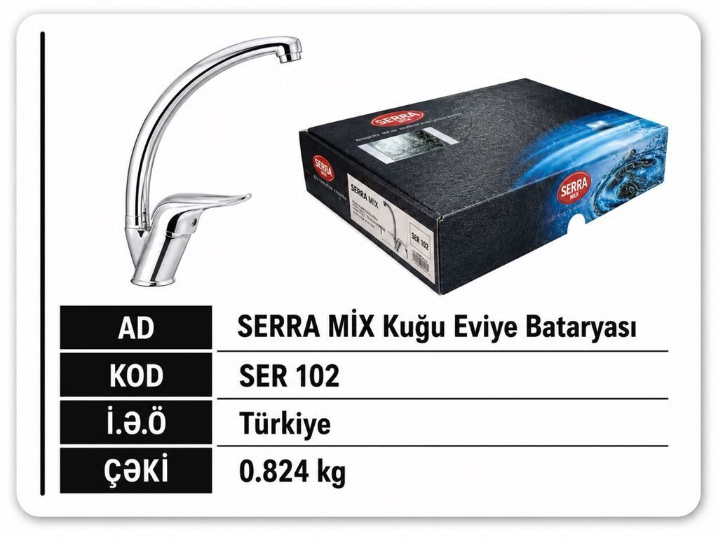 Məhsul: SERRA MIX “Qu quşu” mətbəx evye bataryası Kod: SER 102 — Santexnika, Qobu