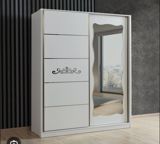 Ağ rəngli sürgülü qapılı paltar şkafı - Müasir minimalist dizayn — Arzu