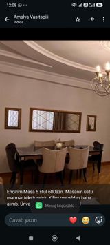 Endirim Masa 6 stul 600azn. Masanın üstü mərmər teksturalıdı. Kilim — Mebel