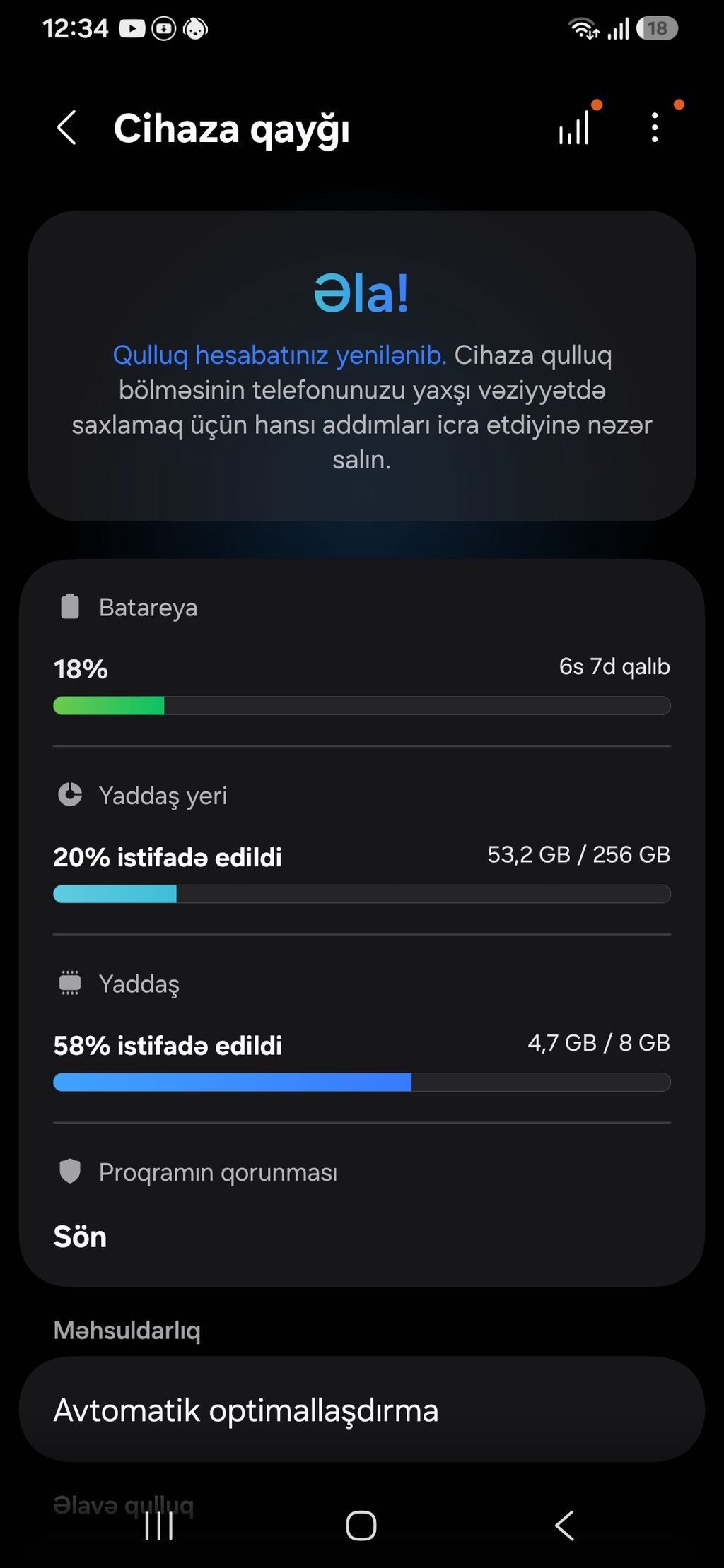 Samsung Galaxy A34 5G, 256 GB, rəng - Göy, Barmaq izi