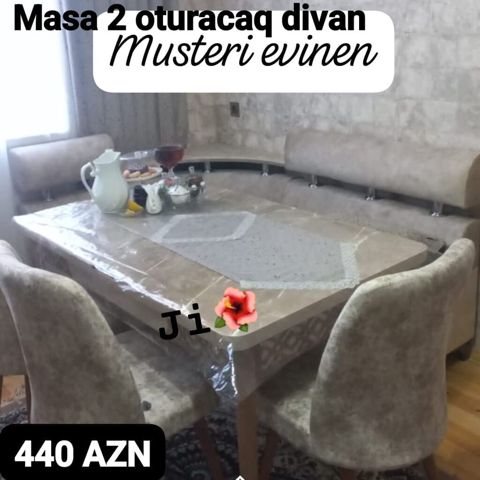 Mətbəx üçün, Yeni, Açılmayan, Dördbucaq masa, 2 stul — Digah