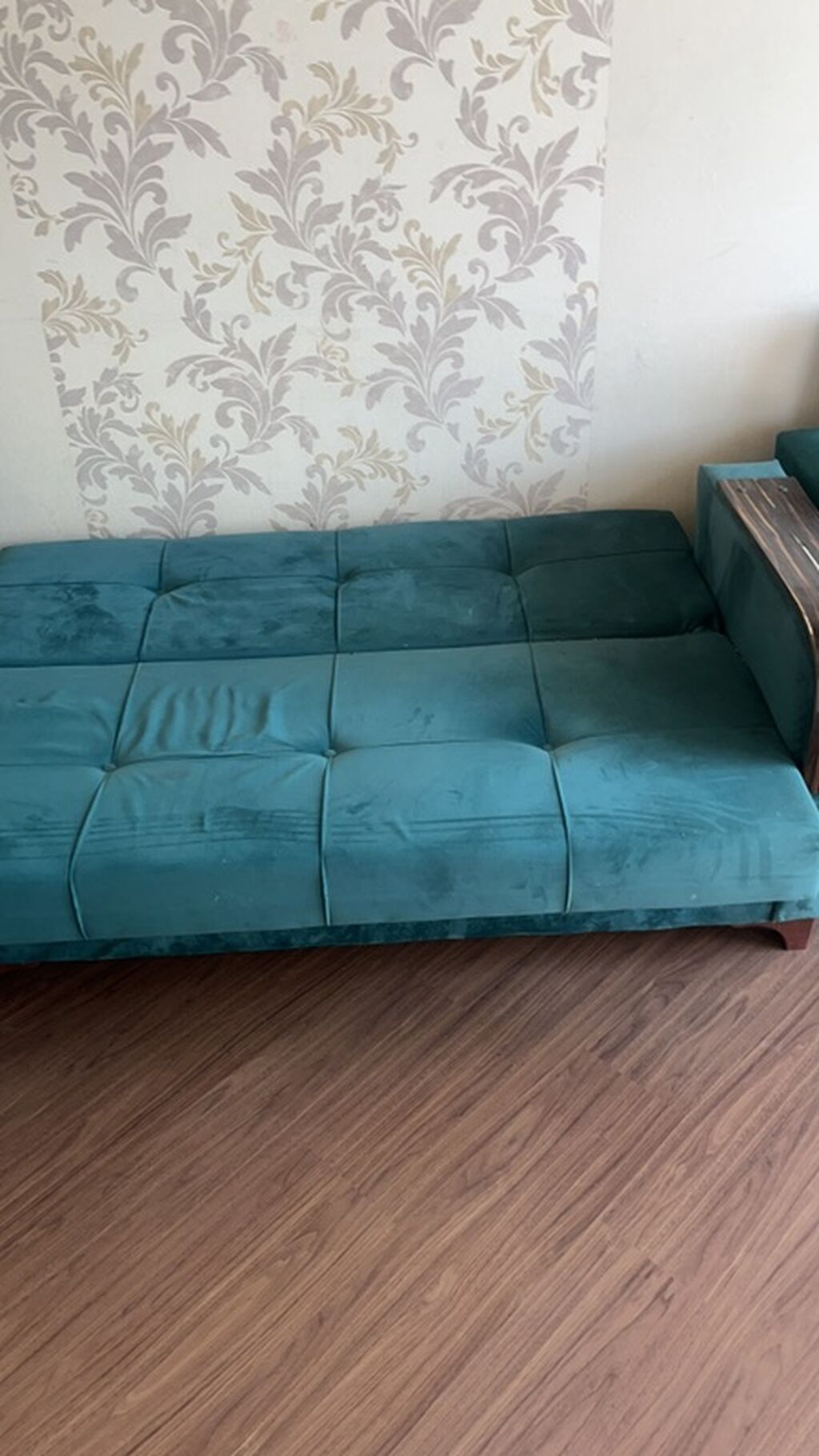 Qatlanan divan–çarpayı, smaragd-yaşıl rəngdə - Mexanizm: klik-klak — Mebel, Bakı (2)