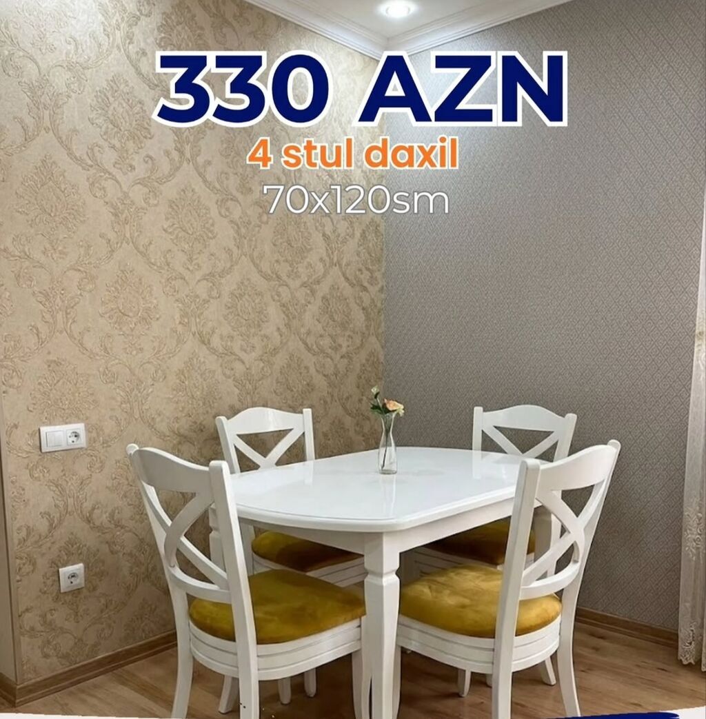 Mətbəx üçün, Yeni, Açılmayan, Oval masa, 4 stul