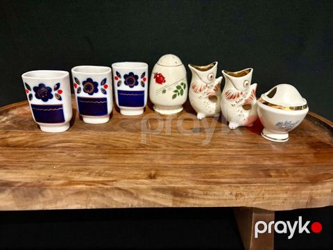 Vintage sovet dövrü porselen dəsti – kolleksiya üçün 7 ədəd