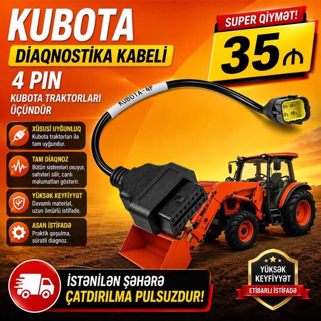 Kubota diaqnostika kabeli. Kubota traktorları üçündür. 🚍🚍🚍 — Avto, Lənkəran