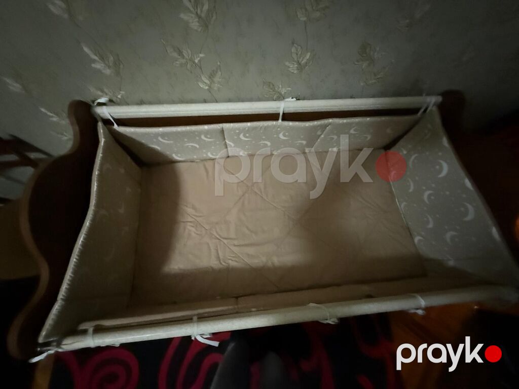 Uşaq beşiyi – taxta, şkaf çekmecəli model - Material: möhkəm — Mebel, Bakı (8)