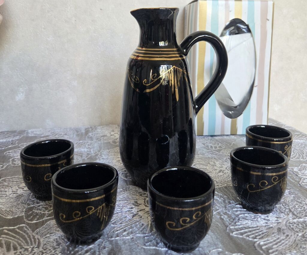 Qara keramika qraf və 5 əd stəkan — dekorativ keramika — Qablar və mətbəx əşyaları, Bakı (4)