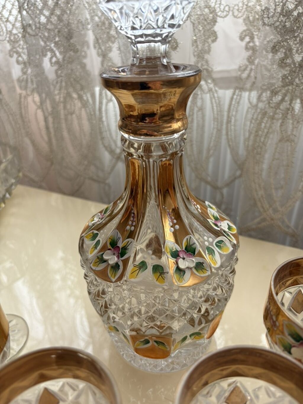 Cex xrustali qrafin desti. Bohemiya. Kristal qrafin və badələr dəsti — Mallar, Mehdiabad (4)