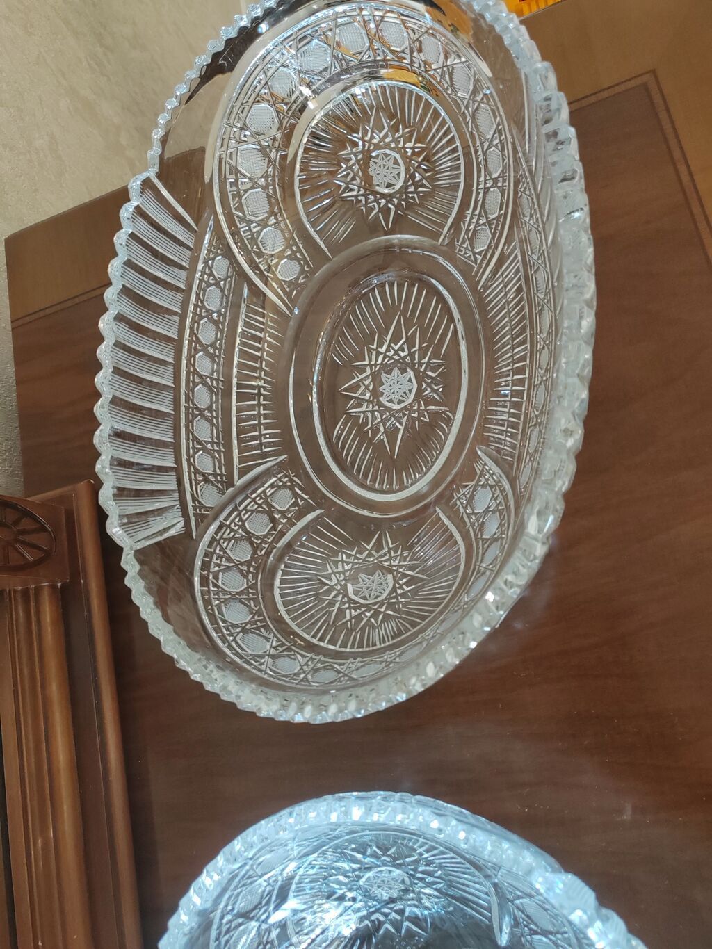 Kəhrəba şəffaflığında kəsimli kristal qab dəsti - Material: qalın — Mallar, Bakı (3)