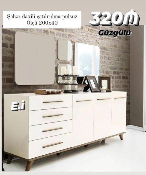 Güzgülü konsol/dolab dəsti - Ölçü: 200×40 sm - Qiymət: 320₼ (şəkildə — Digah