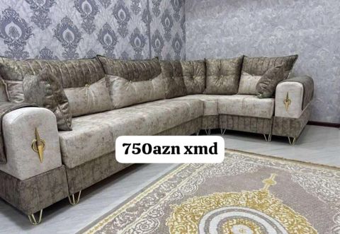 Künc divan dəsti - Şık klassik dizayn, qızılı dekorativ detallar və — Ucuz serfeli Mebel — Soft furniture sets