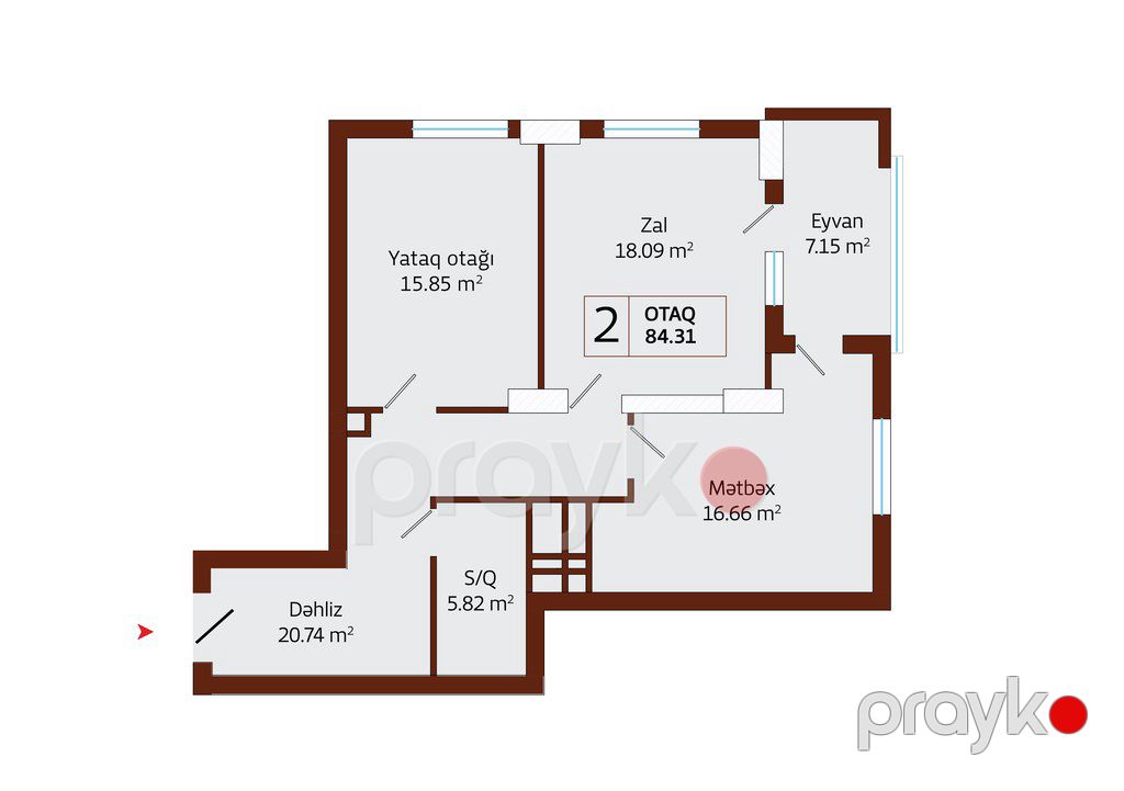 Satılır 2 otaqlı yeni tikili 84.3 m² — Mənzil, Bakı (2)