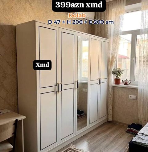 Dolab – 6 qapılı, aynalı model Ölçülər: - Dərinlik: 47 sm -