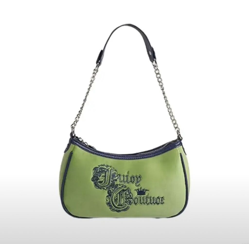 Juicy Couture çiyin çantası – yaşıl məxməri tekstura və tünd göy — Çantalar, Bakı