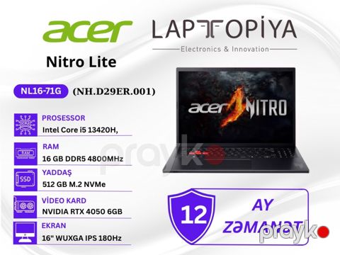 Acer Nitro Lite NL16-71G (NH.D29ER.001) — Bakı