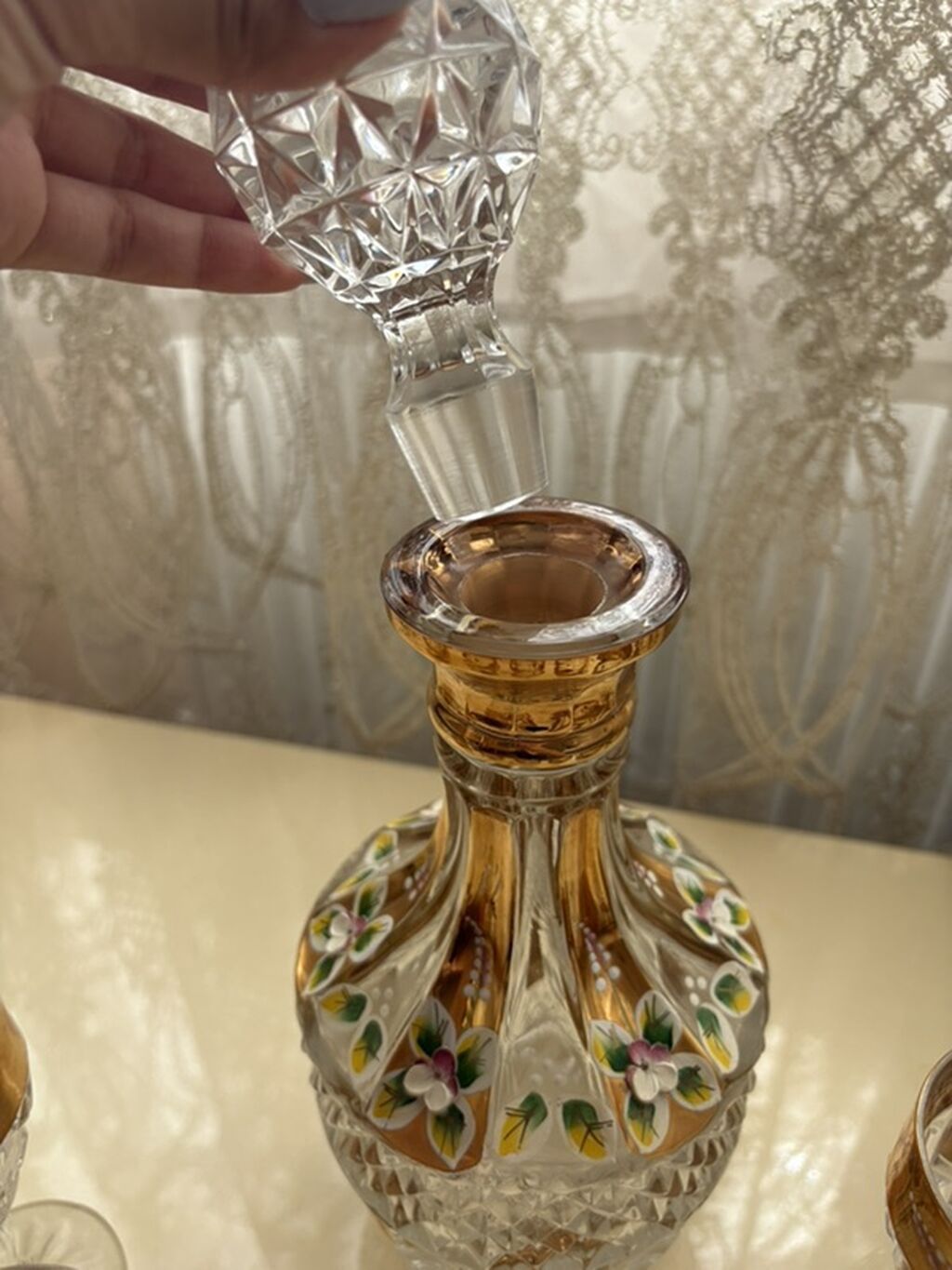 Cex xrustali qrafin desti. Bohemiya. Kristal qrafin və badələr dəsti — Mallar, Mehdiabad (5)