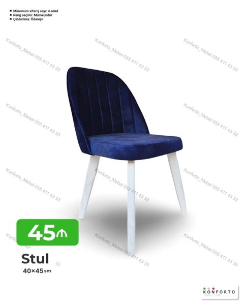Stul – 40×45 sm - Zərif dizaynlı, yumşaq parça oturacaq və bel
