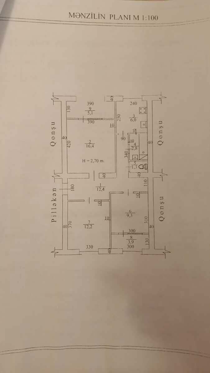 3-otaqlı mənzil, Şirvan ş., 65 m² — Daşınmaz əmlak, Şirvan (4)