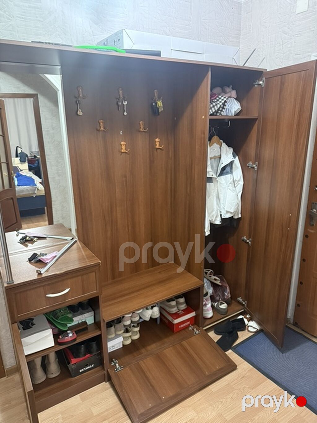 Dəhliz üçün çoxfunksiyalı giriş dəsti - ağac teksturalı laminat — Saxlama mobilyası, Bakı (3)