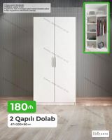 2 qapılı dolab – 47×200×90 sm Xüsusiyyətlər: - Material: 18 mm — Mebel