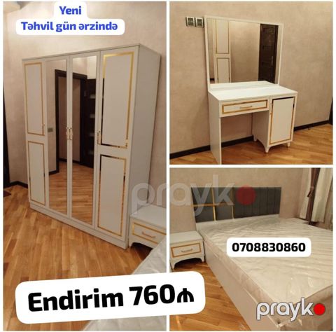 Yataq otağı mebel dəsti - Dəst tərkibi: 3 qapılı qarderob (ortası — Bakı