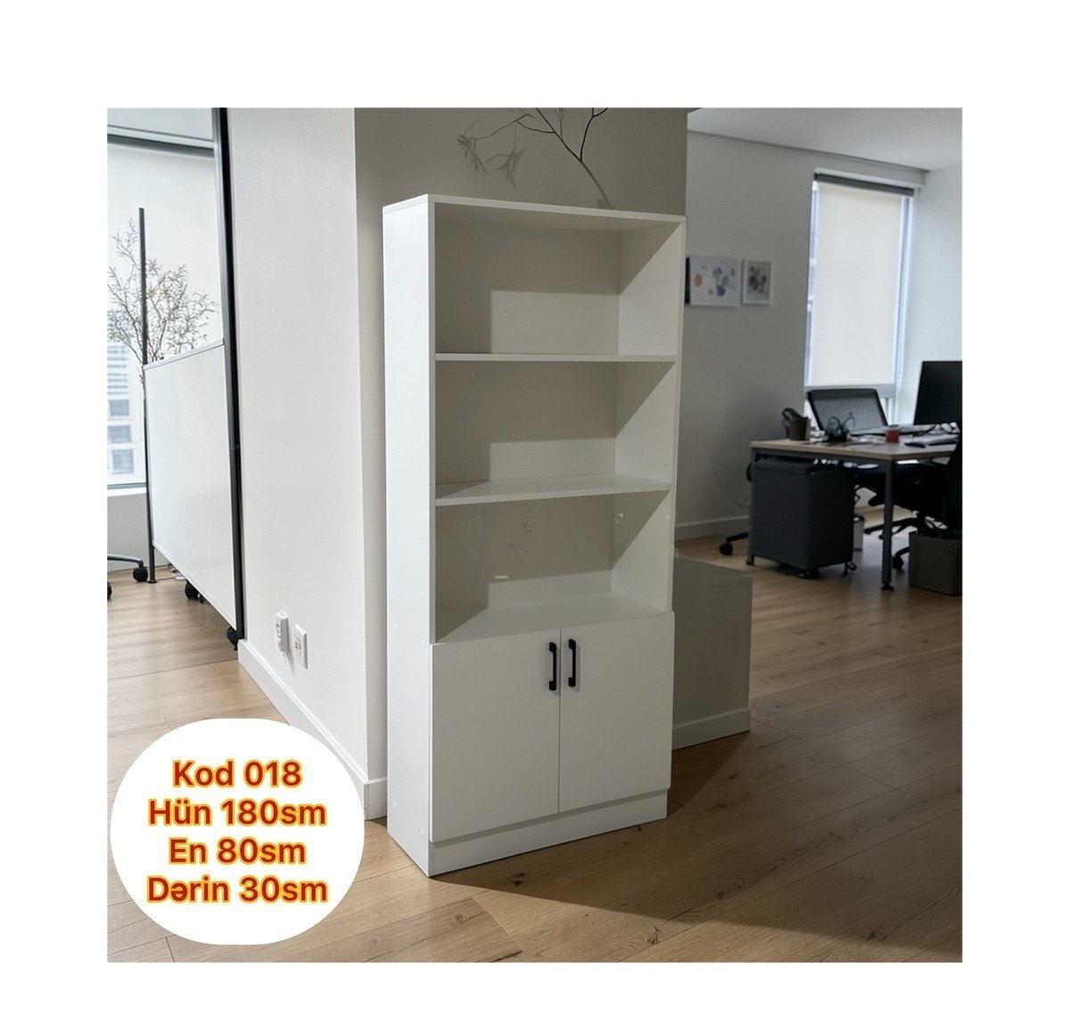 Ofis dolabı İki qapılı, Ağ rəng — HN Mebel