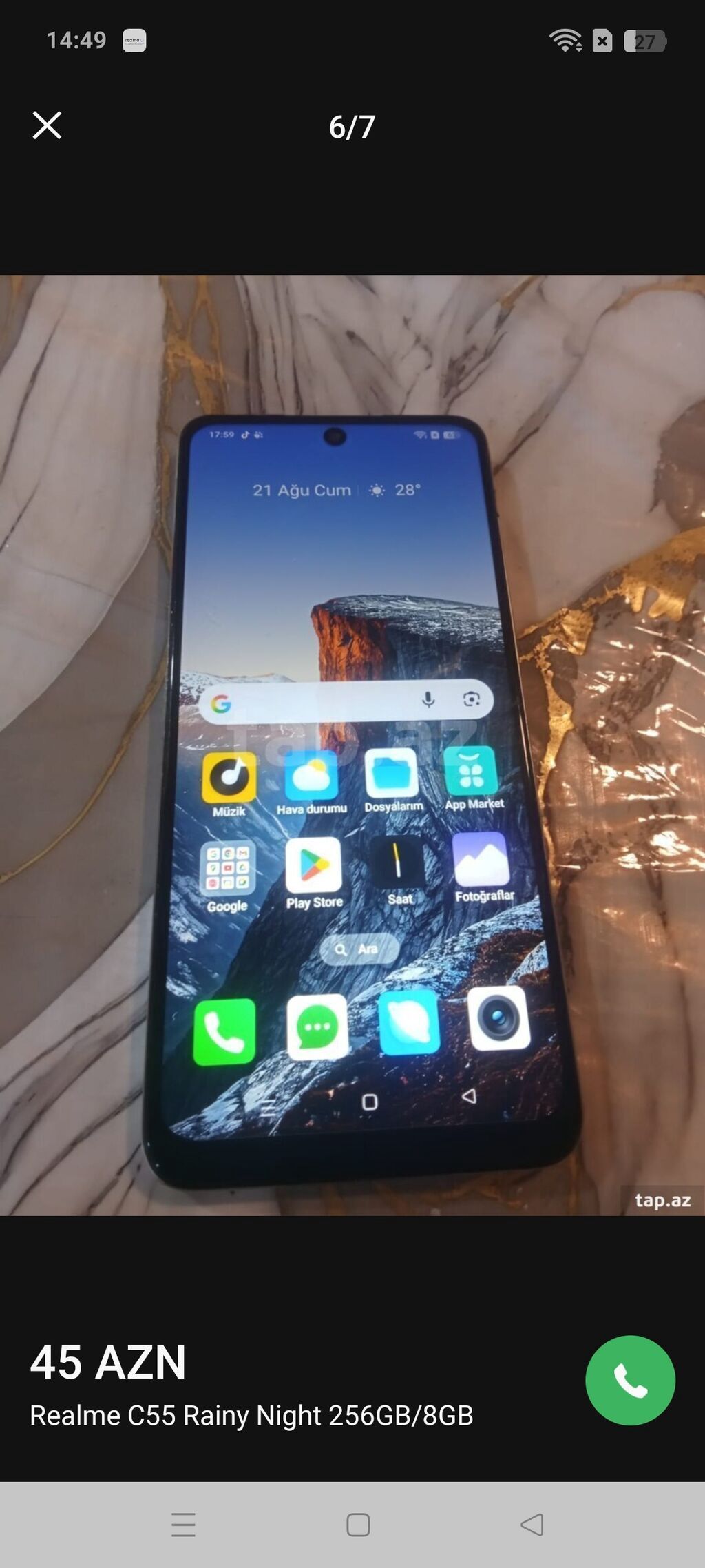 Realme C55, 256 GB, rəng - Gümüşü, Sensor — Realme, Saray