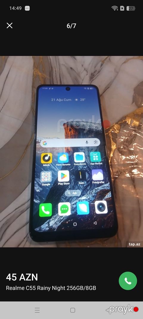 Realme C55, 256 GB, rəng - Gümüşü, Sensor — Saray