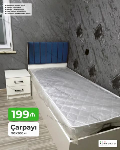 Çarpayı – 90×200 sm, açılan mexanizm, saxlama bölməli