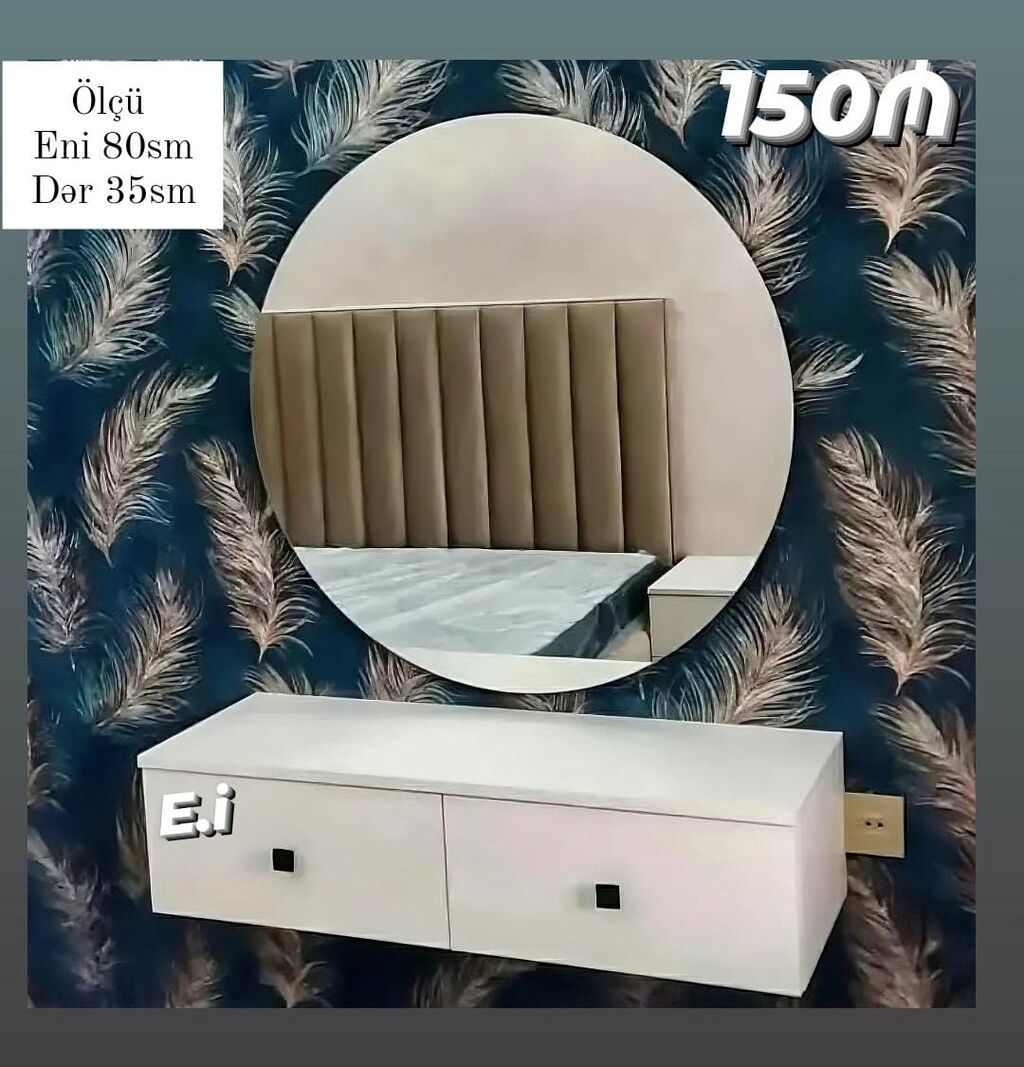 Mebel dəsti – dairəvi güzgü və asma konsol - Güzgü: böyük dairəvi — Mebel, Mehdiabad