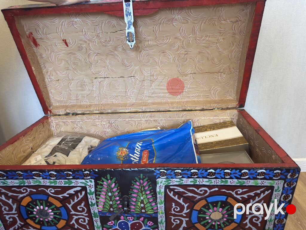 Əl işli naxışlı taxta sandıq - Material: küt taxtadan hazırlanmış — Mallar, Digah (2)