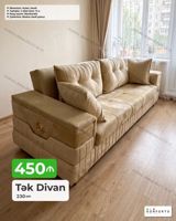 Tək divan – 230 sm - Mexanizm: açılan, bazalı (yatan yerə çevrilir və — Мебель