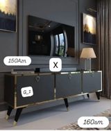 TV altlığı / konsol - Ölçü: 160 sm en - Rəng: qara (mat effektli) — Furniture