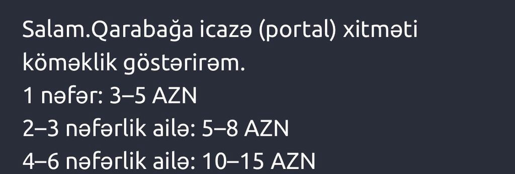 Salam. Qarabağa icazə (portal) xidməti üzrə köməklik göstərilir — Xidmətlər, Bərdə