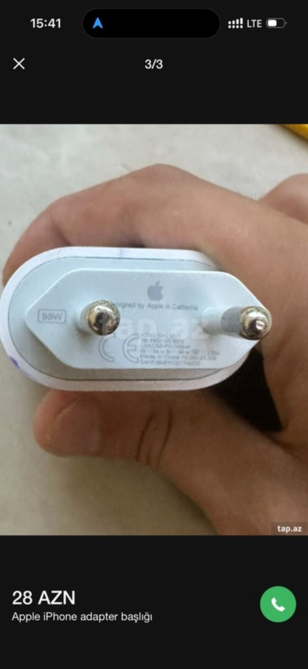 Məhsul: Apple iPhone adapter başlığı - Güc: 35W (üzərində “35W”