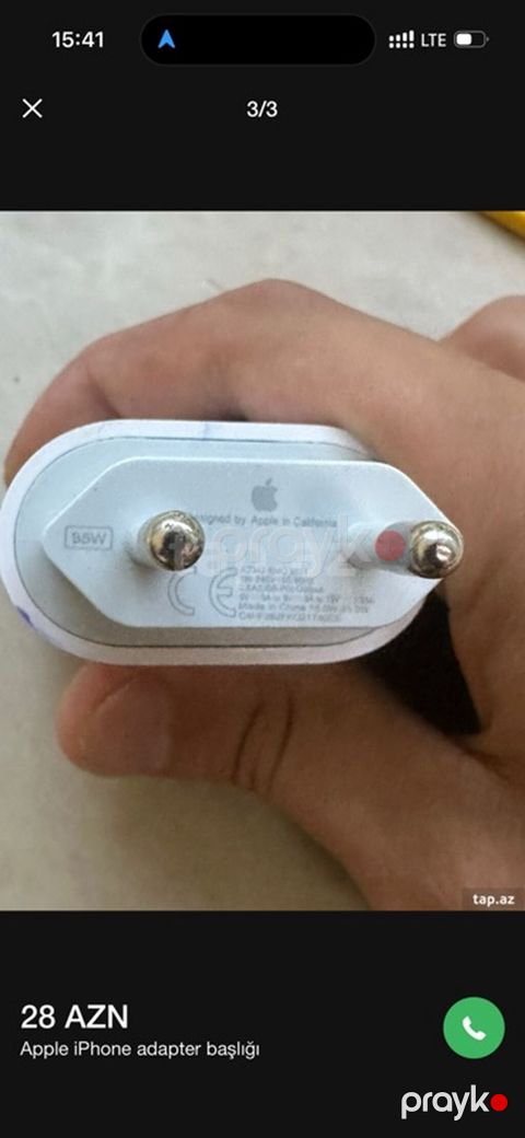 Məhsul: Apple iPhone adapter başlığı - Güc: 35W (üzərində “35W”