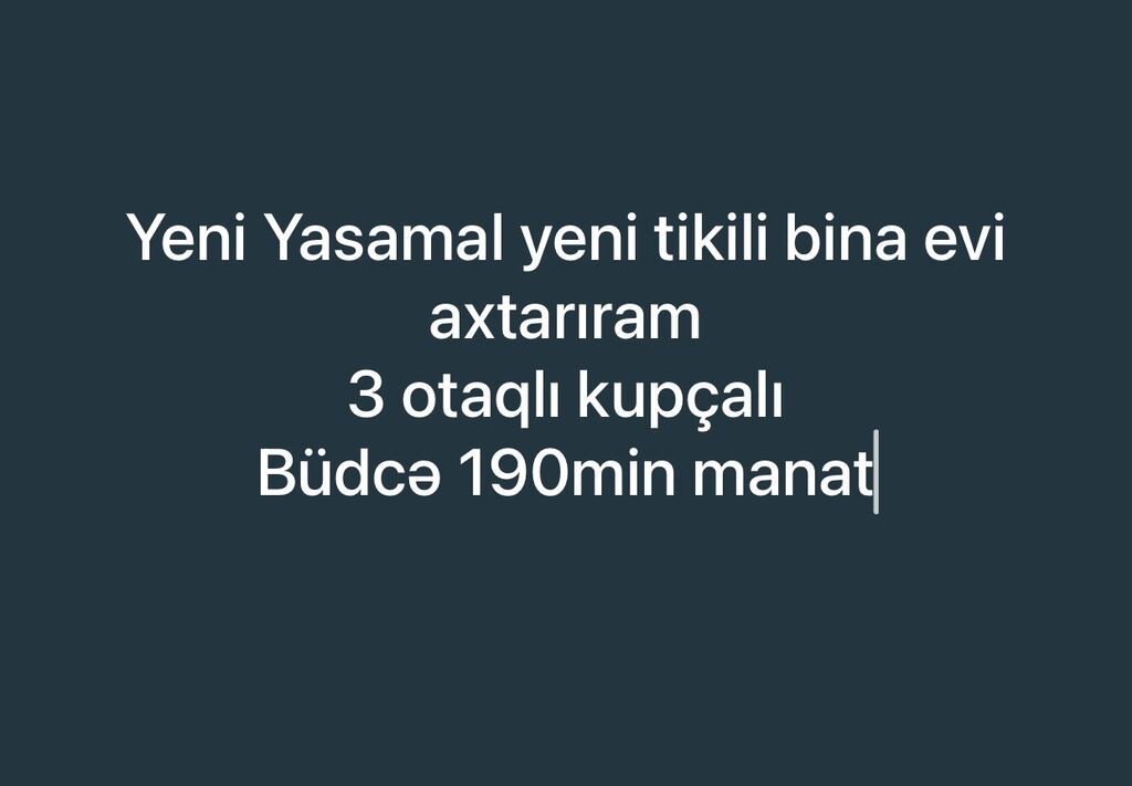 Axtarış: Yeni Yasamalda yeni tikili binada mənzil. Tələblər: - 3 — Mənzil, Bakı (2)